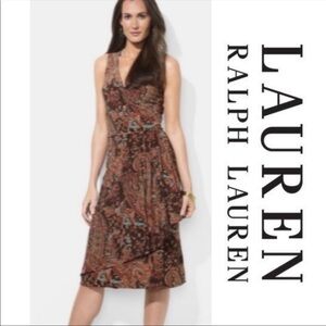 Lauren Ralph Lauren Brown Paisley Dress Size Medium